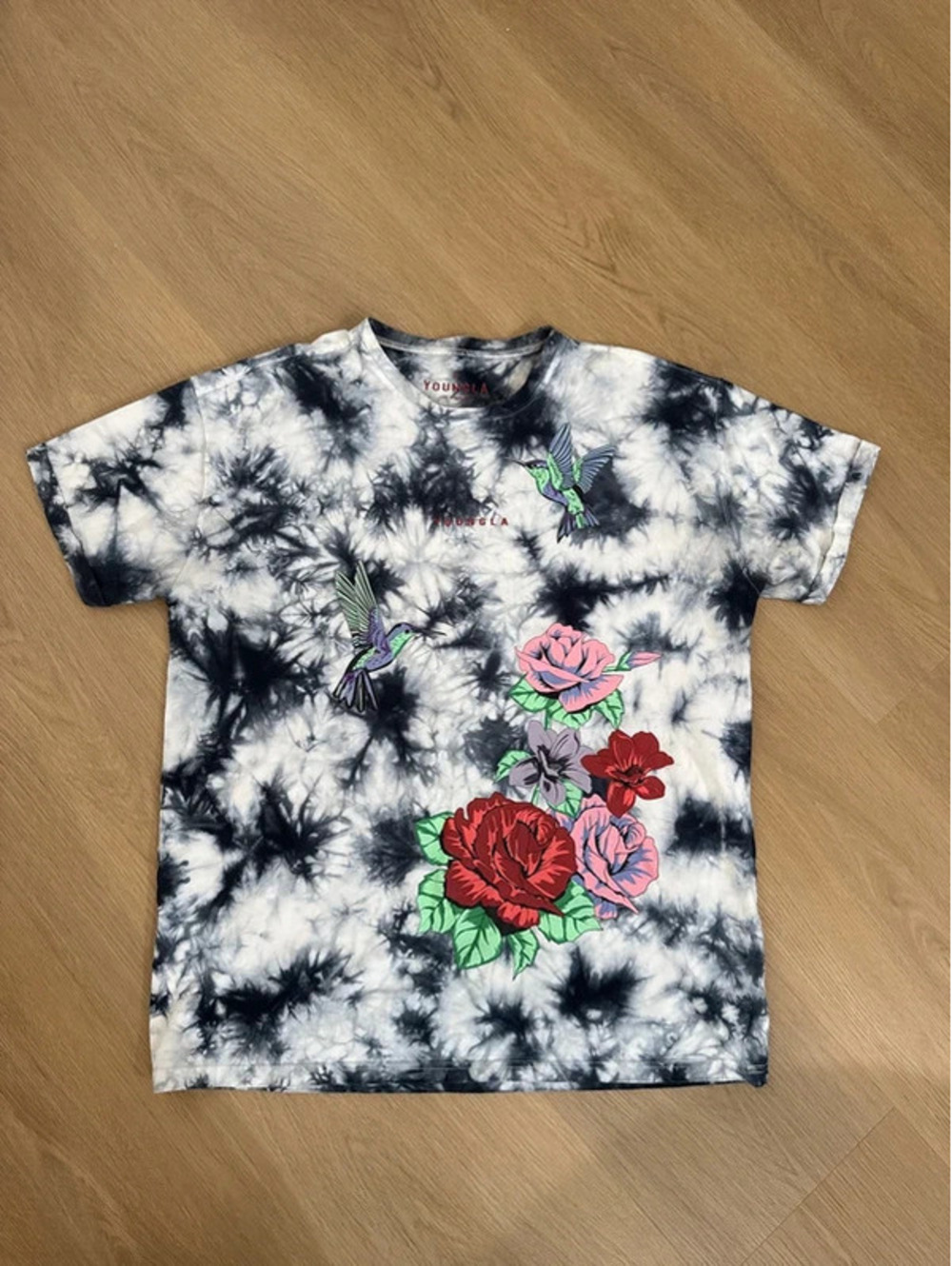 YoungLA 453 King Hummingbird Rose Tie-Dye Tee Medium